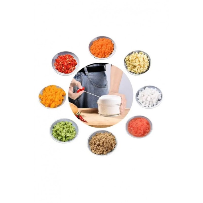 Mini tocator manual Chopped&Eat, pentru fructe si legume, design minimalist, 170 ml, 9x7 cm, alb, Doty®️ [2]