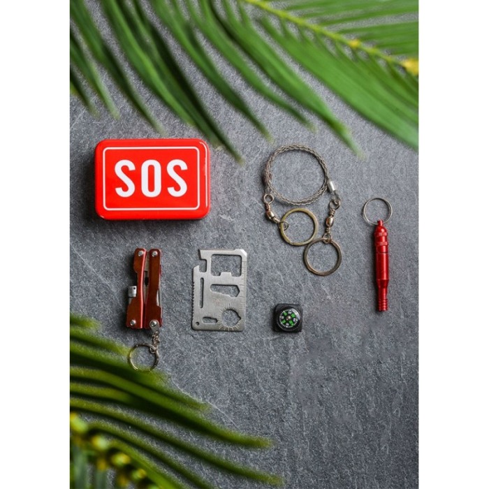 Mini Trusa de supravietuire AllertKit Doty®, cu briceag, fierastrau manual, busola, card si fluier, camping/drumetii [3]