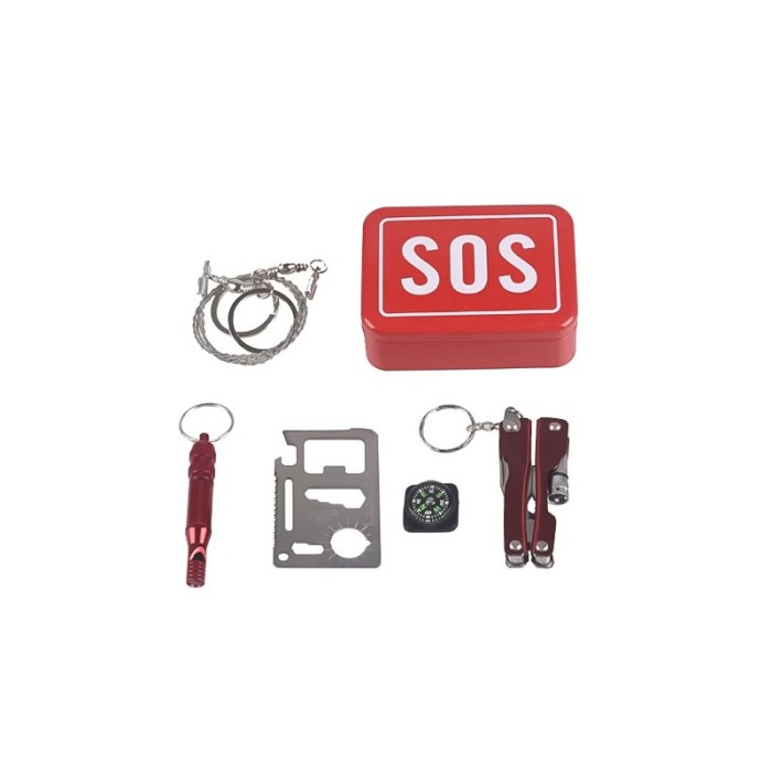 Mini Trusa de supravietuire AllertKit Doty®, cu briceag, fierastrau manual, busola, card si fluier, camping/drumetii [4]