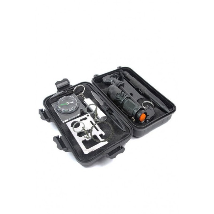 Mini Trusa de supravietuire Caution AllertKit Doty®, 10 piese incluse, pentru camping, drumetii sau aventuri in aer liber, negru [11]