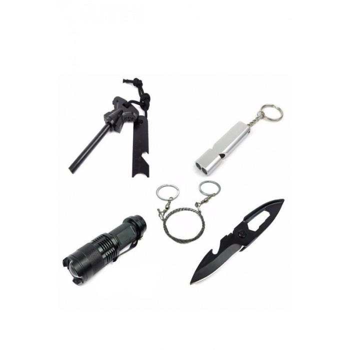 Mini Trusa de supravietuire Caution AllertKit Doty®, 10 piese incluse, pentru camping, drumetii sau aventuri in aer liber, negru [2]