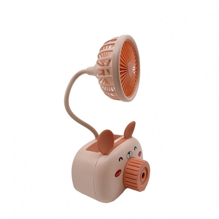 Mini ventilator de birou Mochi Fan, multifunctional,ascutitoare, suport pentru creioane, USB inclus, roz [3]