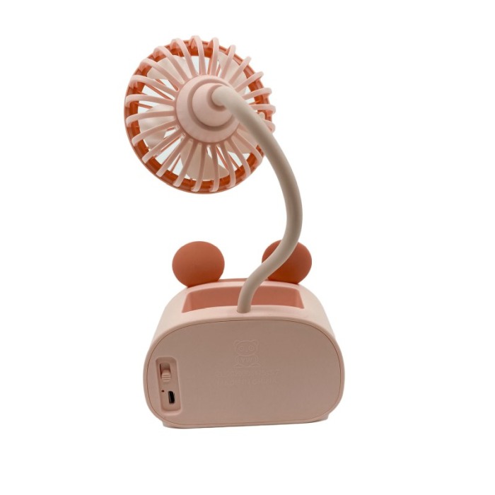 Mini ventilator de birou Mochi Fan, multifunctional,ascutitoare, suport pentru creioane, USB inclus, roz [5]