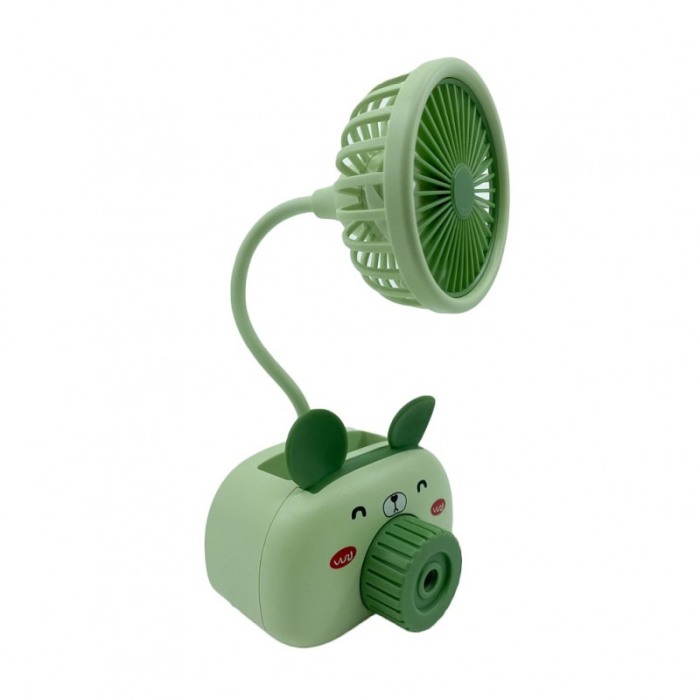 Mini ventilator de birou Mochi Fan, multifunctional, ascutitoare, suport pentru creioane, USB inclus, verde [3]
