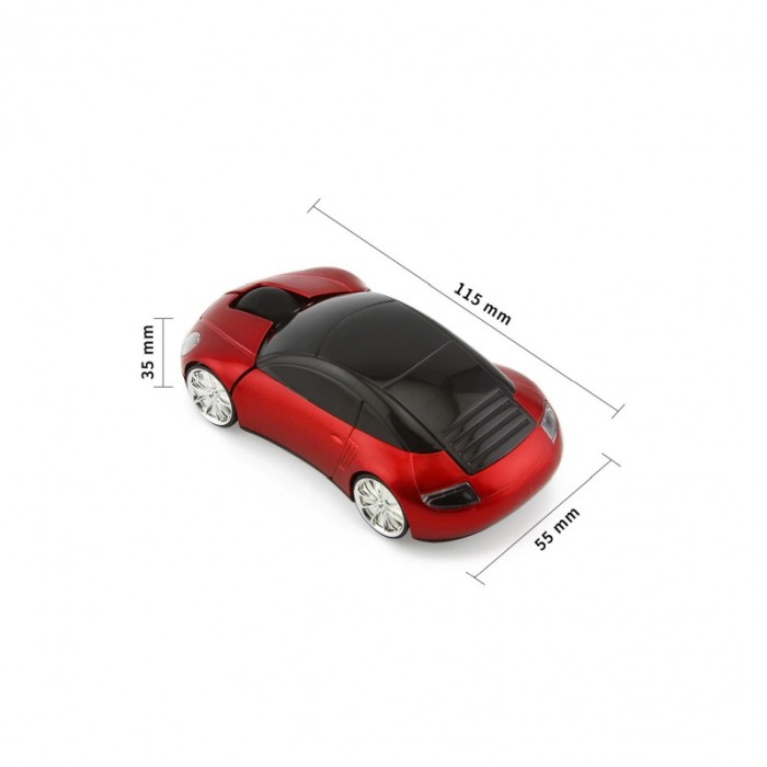 Mouse optic USB SuperCar, wireless 2.4GHZ, design masina , rosu [3]