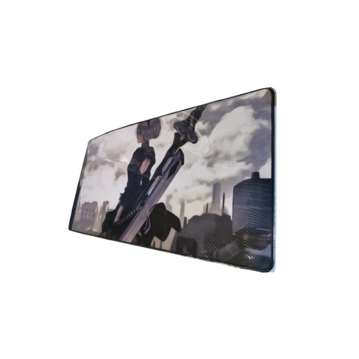 Mousepad Boomer Doty®, supradimensionat, design cu desene japoneze, 60x30 cm, din cauciuc, anti-alunecare, gri/albastru [3]