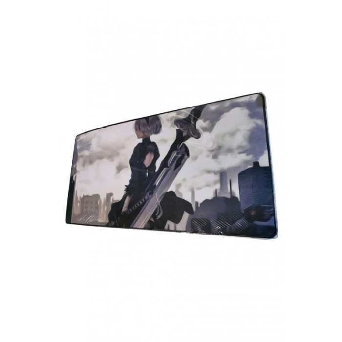 Mousepad Boomer Doty®, supradimensionat, design cu desene japoneze, 60x30 cm, din cauciuc, anti-alunecare, gri/albastru [1]