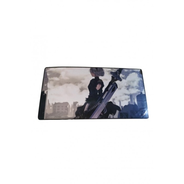Mousepad Boomer Doty®, supradimensionat, design cu desene japoneze, 60x30 cm, din cauciuc, anti-alunecare, gri/albastru [2]