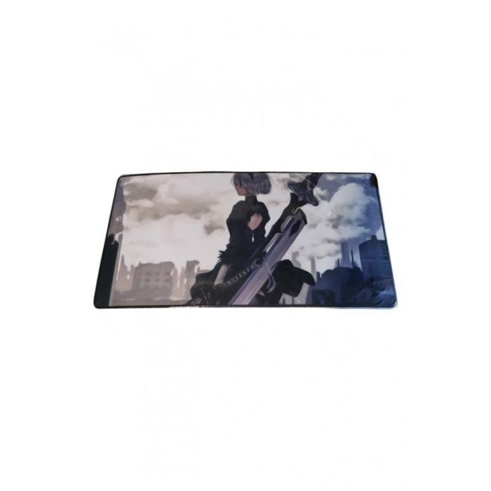 Mousepad Boomer Doty®, supradimensionat, design cu desene japoneze, 60x30 cm, din cauciuc, anti-alunecare, gri/albastru [4]