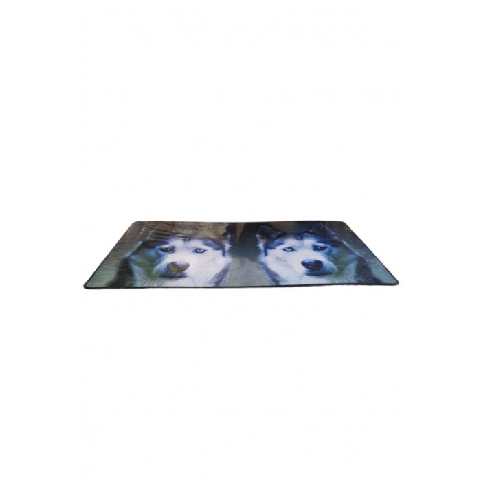 Mousepad Boomer Doty®, supradimensionat, design cu lupi, 60x30 cm, din cauciuc, anti-alunecare, albastru/negru [2]