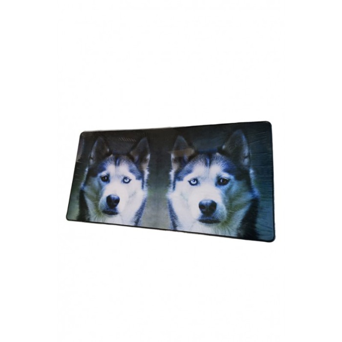 Mousepad Boomer Doty®, supradimensionat, design cu lupi, 60x30 cm, din cauciuc, anti-alunecare, albastru/negru [1]