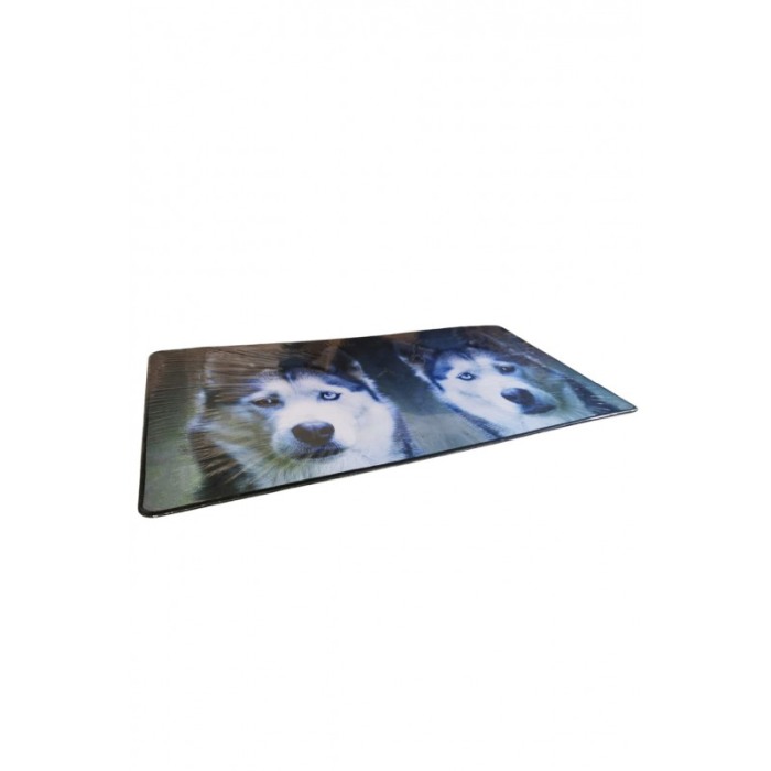 Mousepad Boomer Doty®, supradimensionat, design cu lupi, 60x30 cm, din cauciuc, anti-alunecare, albastru/negru [3]