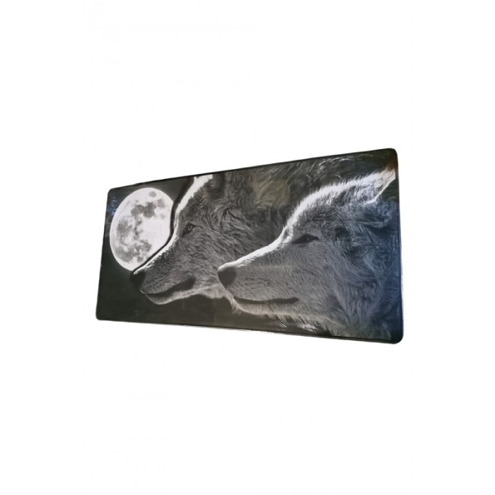 Mousepad Boomer Doty®, supradimensionat, design cu lupi, 60x30 cm, din cauciuc, anti-alunecare, gri [1]