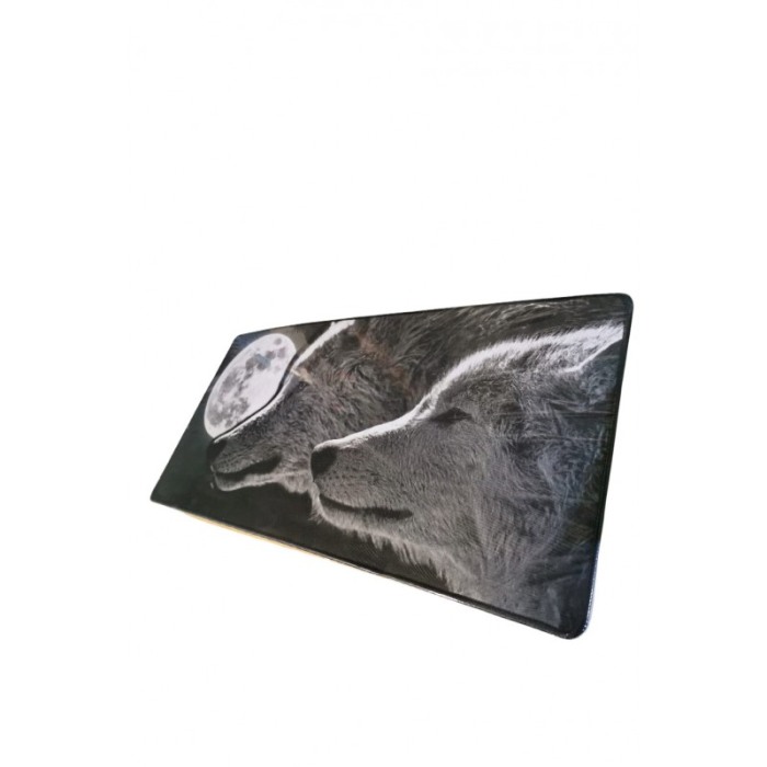 Mousepad Boomer Doty®, supradimensionat, design cu lupi, 60x30 cm, din cauciuc, anti-alunecare, gri [3]