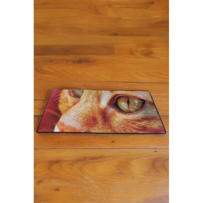 Mousepad Boomer Doty®, supradimensionat, design cu pisica, 60x30 cm, din cauciuc, anti-alunecare, portocaliu [2]