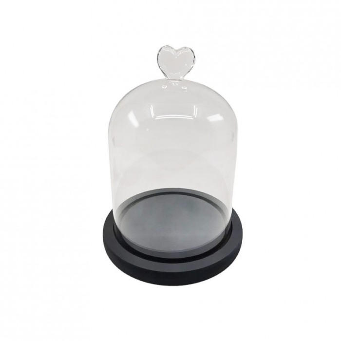 Obiect decorativ Heart Deco Glass, din sticla si lemn, 18x12 cm, transparent, Doty® [1]