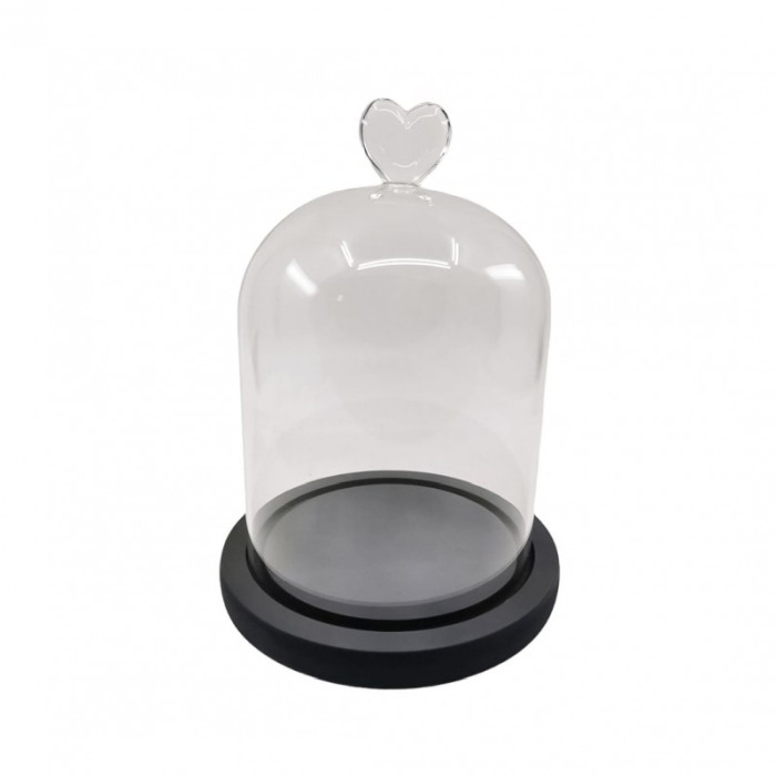 Obiect decorativ Heart Deco Glass, din sticla si lemn, 18x12 cm, transparent, Doty® [2]