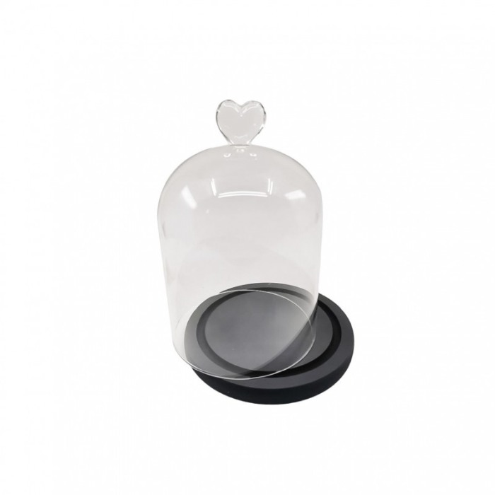 Obiect decorativ Heart Deco Glass, din sticla si lemn, 18x12 cm, transparent, Doty® [4]