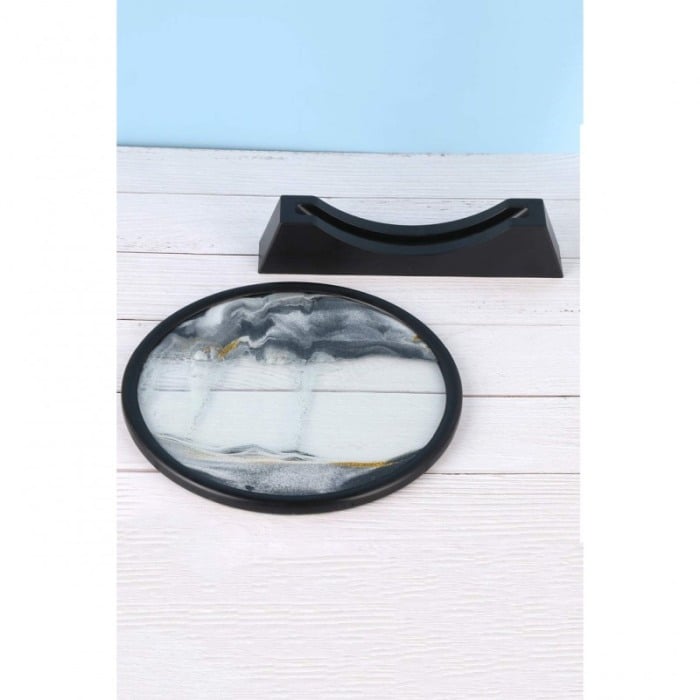 Obiect decorativ pentru birou GreyScene Sand, tip tablou cu nisip miscator, 3D, clepsidra, antistres, 17 cm, gri/negru [4]