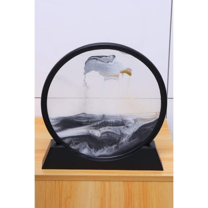 Obiect decorativ pentru birou GreyScene Sand, tip tablou cu nisip miscator, 3D, clepsidra, antistres, 17 cm, gri/negru [5]