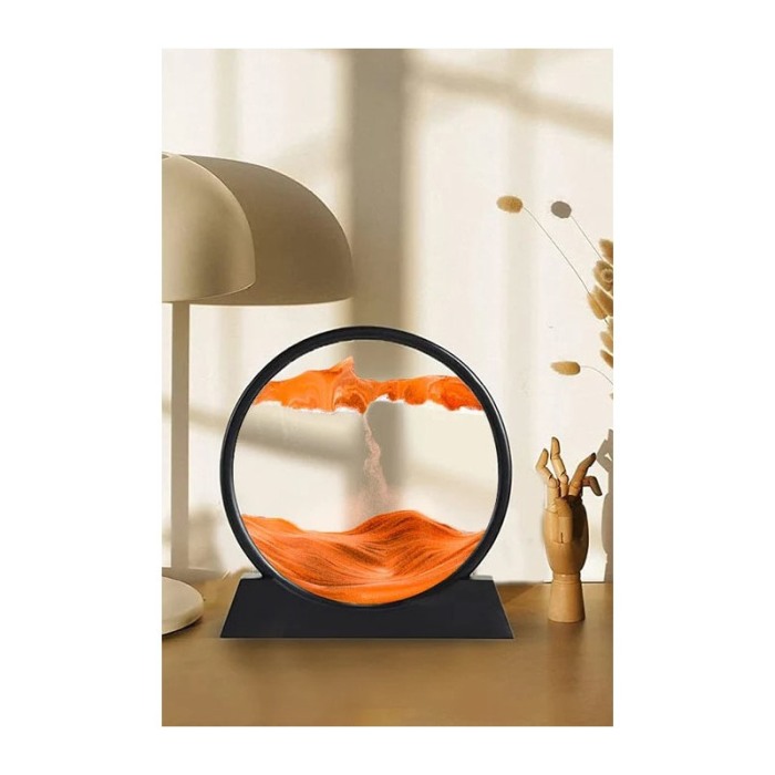 Obiect decorativ pentru birou OrangeScene Sand, tip tablou cu nisip miscator, 3D, clepsidra, antistres, 25 cm, portocaliu/negru [5]