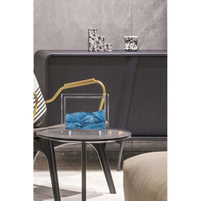 Obiect decorativ pentru birou Scene Sand, tip tablou cu nisip miscator, 3D, forma dreptunghiulara, albastru, 30x25 cm [2]