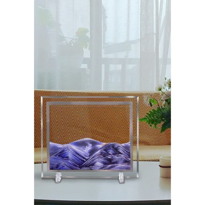 Obiect decorativ pentru birou Scene Sand, tip tablou cu nisip miscator, 3D, forma dreptunghiulara, mov, 30x25 cm [4]