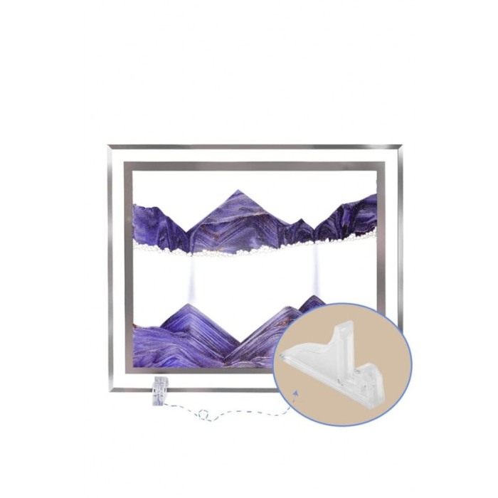 Obiect decorativ pentru birou Scene Sand, tip tablou cu nisip miscator, 3D, forma dreptunghiulara, mov, 30x25 cm [2]