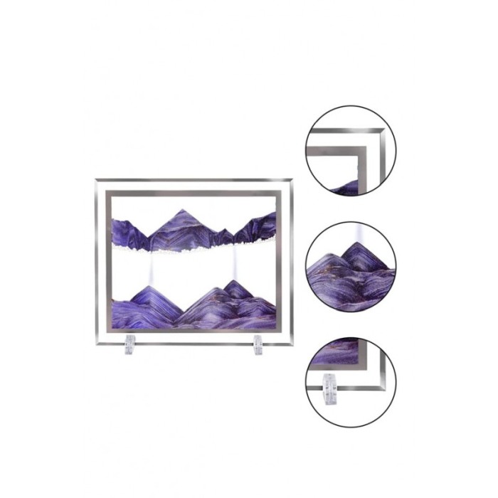 Obiect decorativ pentru birou Scene Sand, tip tablou cu nisip miscator, 3D, forma dreptunghiulara, mov, 30x25 cm [3]