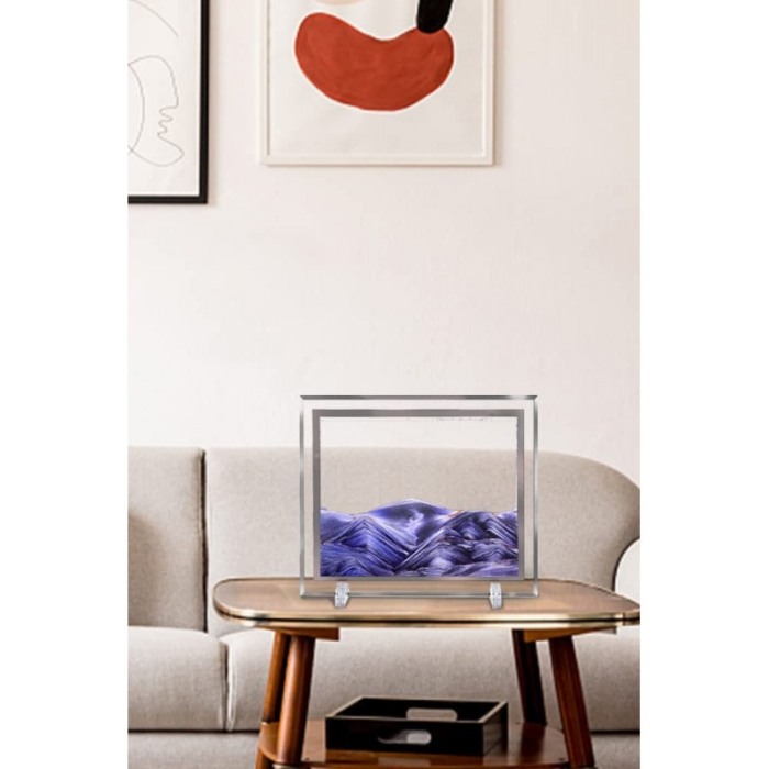 Obiect decorativ pentru birou Scene Sand, tip tablou cu nisip miscator, 3D, forma dreptunghiulara, mov, 30x25 cm [5]