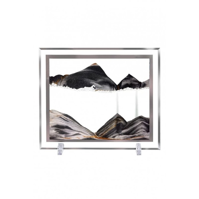 Obiect decorativ pentru birou Scene Sand, tip tablou cu nisip miscator, 3D, forma dreptunghiulara, negru, 30x25 cm [1]