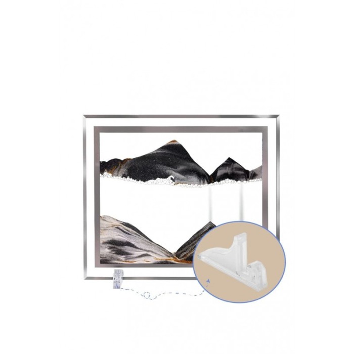 Obiect decorativ pentru birou Scene Sand, tip tablou cu nisip miscator, 3D, forma dreptunghiulara, negru, 30x25 cm [4]