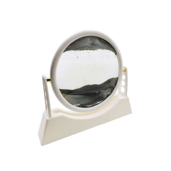 Obiect decorativ pentru birou ShowSand, tip tablou cu nisip miscator, 3D, antistres, alb/gri, 22.5x21.5 cm, Doty®️ [5]