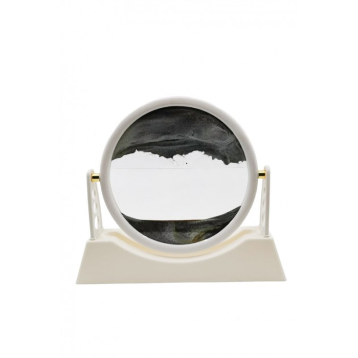 Obiect decorativ pentru birou ShowSand, tip tablou cu nisip miscator, 3D, antistres, alb/gri, 22.5x21.5 cm, Doty®️ [1]