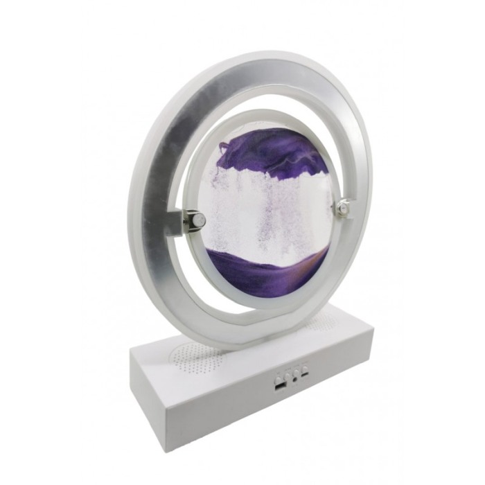 Obiect decorativ pentru birou SingSand Doty®, tip tablou cu nisip miscator, 3D, difuzor, bluetooth, lumini, alb/mov, 29x24 cm [5]