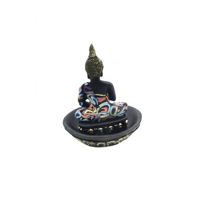 Obiect decorativ RainbowBuddha, statueta, suport pentru betisor, din rasina, design creativ, 11 cm, negru [2]