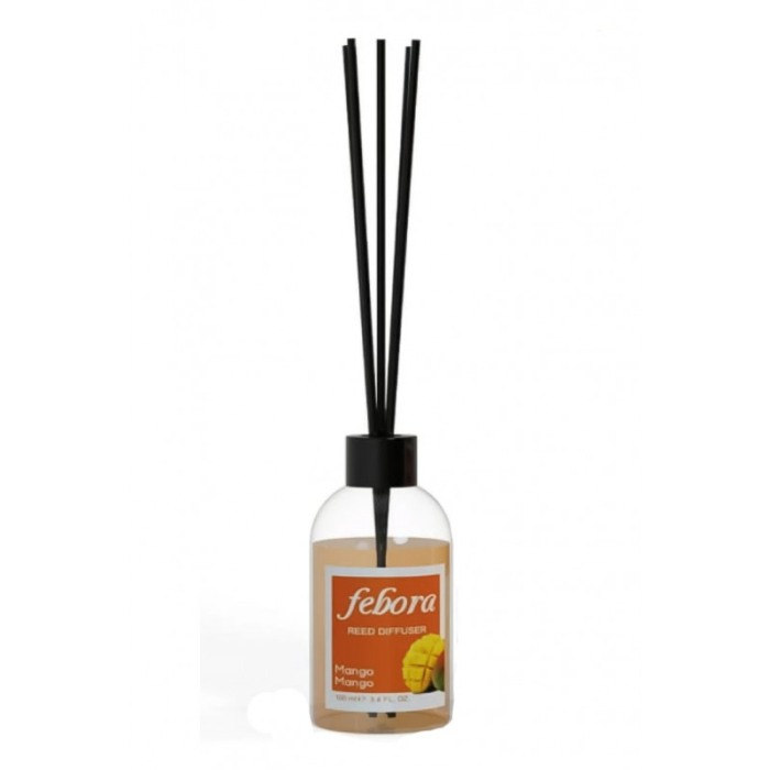 Odorizant de camera Febora Scent, aroma mango, 100 ml, sticla transparenta, betisoare ratan, Doty®️ [1]