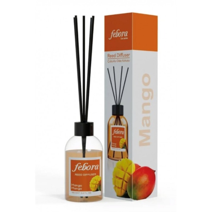 Odorizant de camera Febora Scent, aroma mango, 100 ml, sticla transparenta, betisoare ratan, Doty®️ [3]