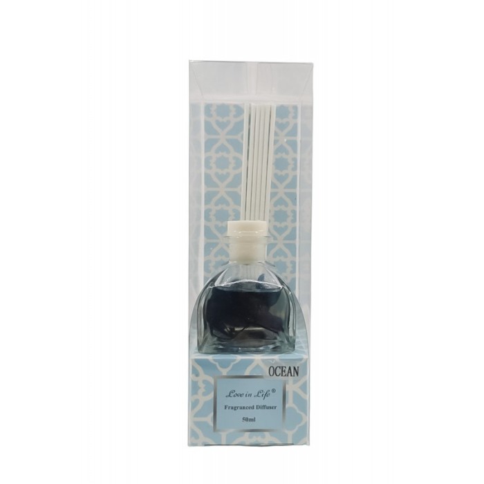 Odorizant de camera Love is Life Mandala Scent, aroma ocean, 50 ml, sticla transparenta, betisoare incluse, Doty®️ [1]