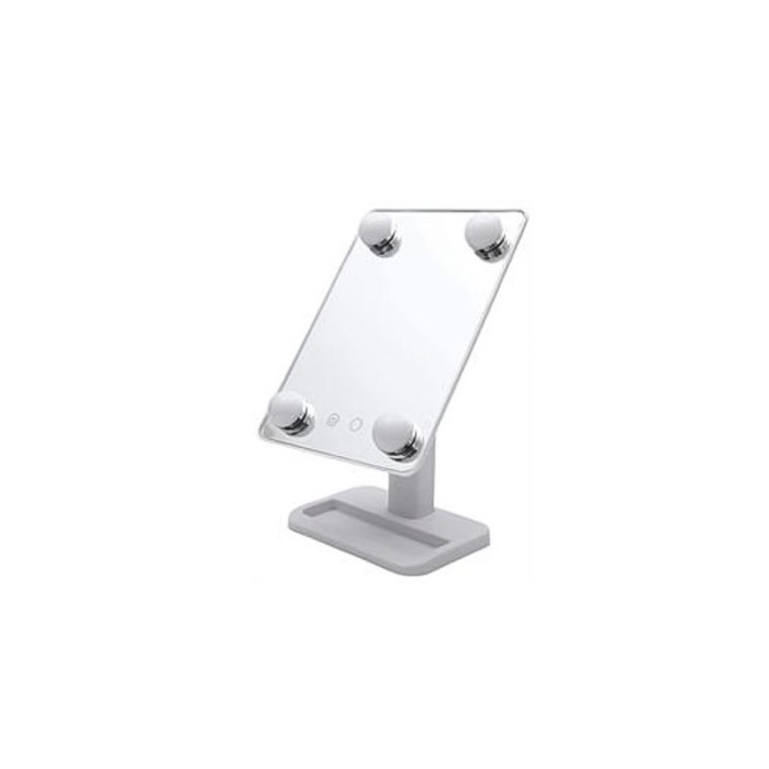 Oglinda cosmetica BeautyON Mirror,rotatie 360 , cu LED, USB inclus, 25x18 cm ,tavita inclusa,alb [1]