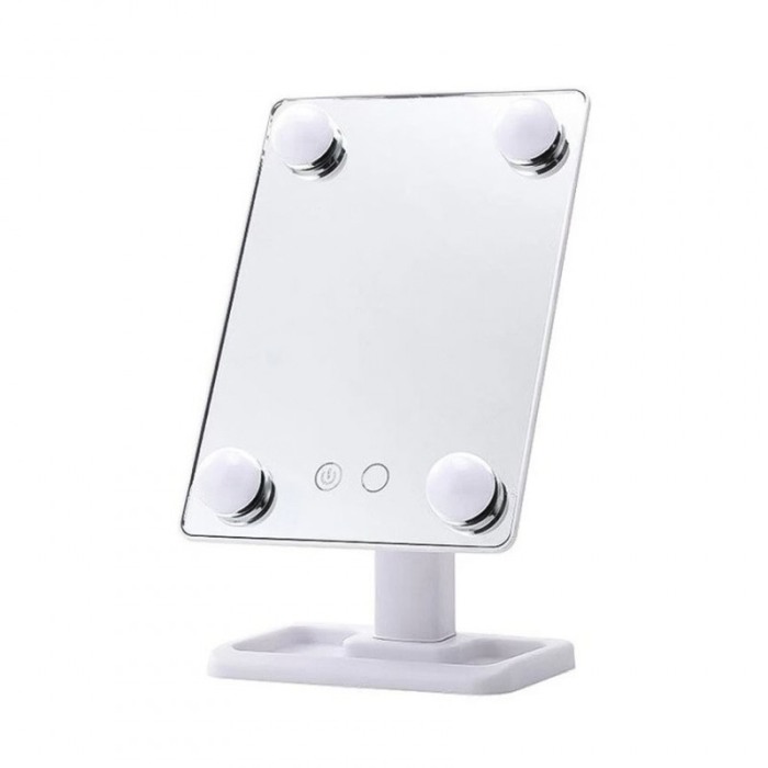 Oglinda cosmetica BeautyON Mirror,rotatie 360 , cu LED, USB inclus, 25x18 cm ,tavita inclusa,alb [4]