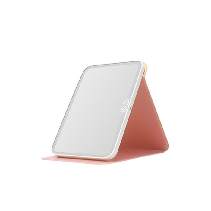 Oglinda cosmetica MirrorTab Doty®, cu LED, 3 tipuri de iluminare, design tip tableta cu husa, USB inclus, 23x17 cm, roz [2]