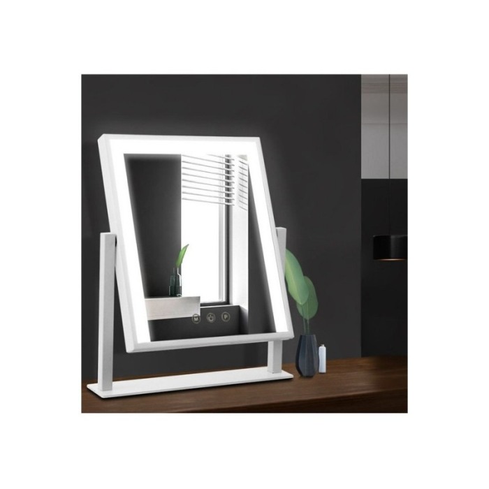 Oglinda de machiaj Hollywood Shine, cu suport, LED , lumina calda si rece, intensificator lumina, 30 cm [6]