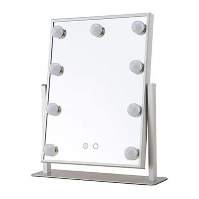 Oglinda Hollywood machiaj cu suport, luminata cu 9 LED-uri, modul 3 culori, intensificator lumina, 30 cm, Doty® [2]