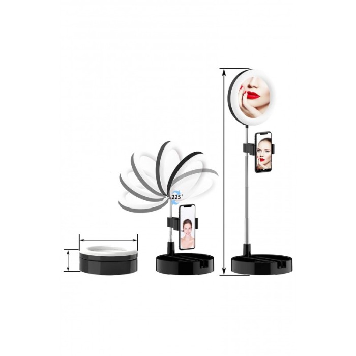 Oglinda rotunda LiveNow cu iluminare LED, pentru Live Streaming,brat telescopic,suport pentru telefon,3 moduri de lumina, 10 tre [7]