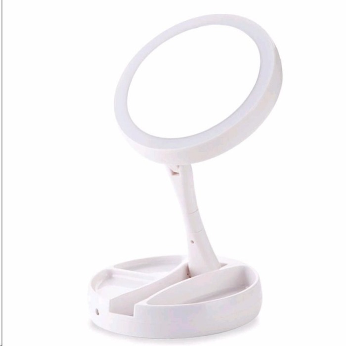 Oglinda rotunda machiaj cu iluminare LED , pliabila , 25 cm, efect de lupa,Alb , Doty [3]