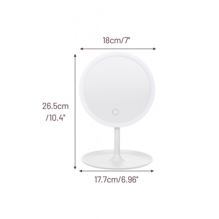 Oglinda rotunda machiaj cu iluminare led , rotire 60 de grade, 18 cm, reincarcabila, cablu usb inclus,alb ,doty [3]