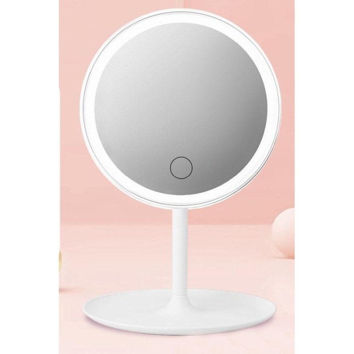 Oglinda rotunda machiaj cu iluminare led , rotire 60 de grade, 18 cm, reincarcabila, cablu usb inclus,alb ,doty [5]