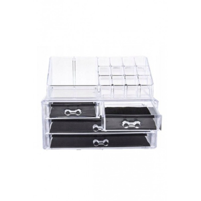 Organizator accesorii cosmetice,format din 2 parti, multiple compartimente,4 sertare si 16 comportimente,25x 20 cm, transparent, [5]