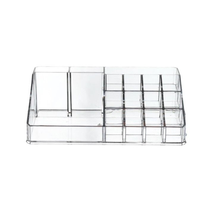 Organizator accesorii cosmetice,format din 2 parti, multiple compartimente,4 sertare si 16 comportimente,25x 20 cm, transparent, [8]
